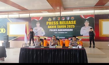 Polres Banjarbaru Ungkap Kasus Mencolok Dalam Giat Press Rilis Akhir Tahun, Kejahatan Transnasional Meningkat Tingkat Penyelesaian 89,13 persen